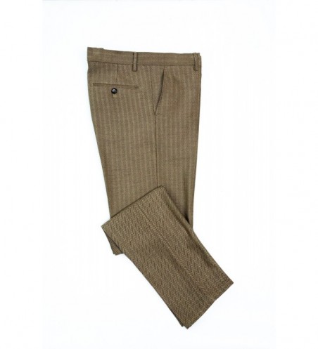 PANTALONI BARBATI SLIM BEIGE CU MODEL GEOMETRIC