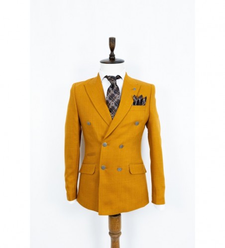 SACOU BARBATI SLIM GALBEN LA DOUA RANDURI DE NASTURI