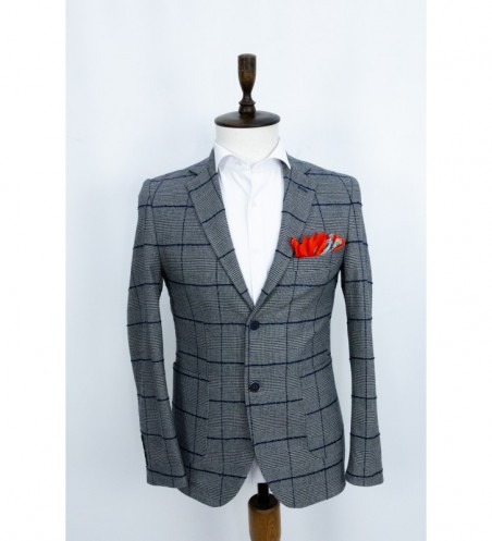 SACOU BARBATI SLIM GRI IN CAROURI