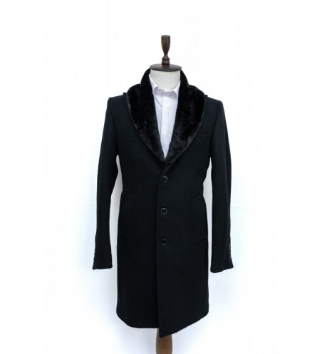 PALTON BARBATI NEGRU DIN LANA