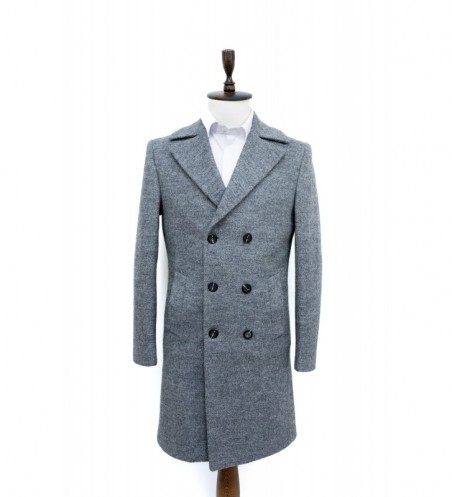 PALTON BARBATI GRI LA DOUA RANDURI DE NASTURI DIN LANA