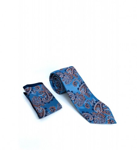 CRAVATA POLIESTER TESUTA ALBASTRA CU PRINT FLORAL